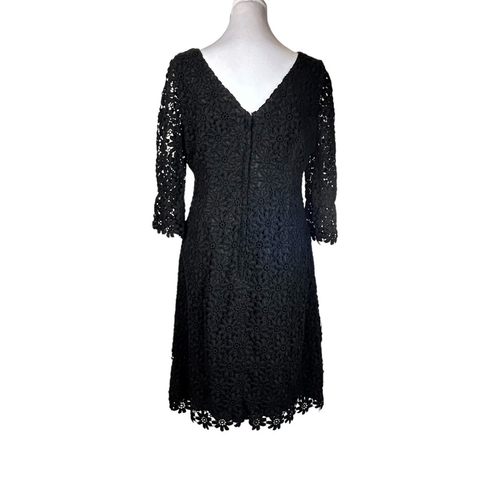 Lilly Pulitzer Shayna Black Lace Dress Daisy Sheath 3/4 Sleeves V Back Size 6 - Picture 4 of 14